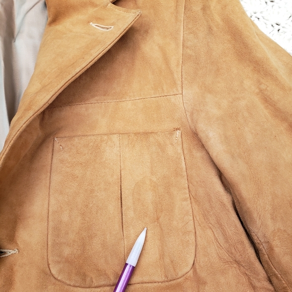 Vintage Field & Stream Leather Suede Windbreaker AquaSuede Button Front Jacket - Picture 5 of 11